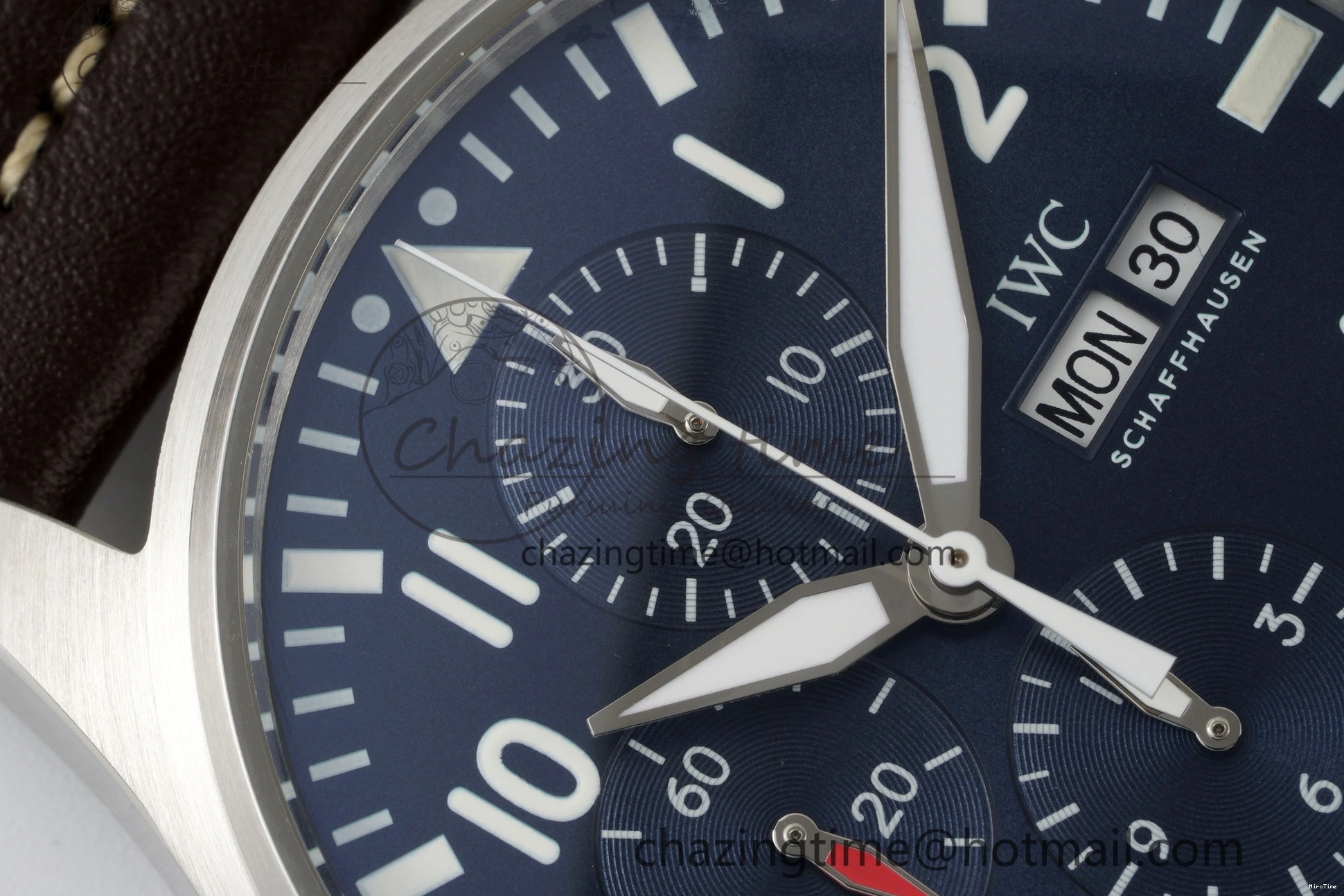 MIROTIME 0407 Pilot Chrono SS AZF 1:1 Best Edition Blue Dial on Brown Leather Strap A TimelessDesign 7060